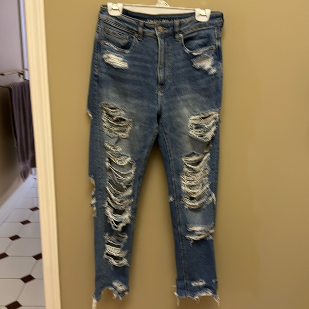 American Eagle mom ripped jeans